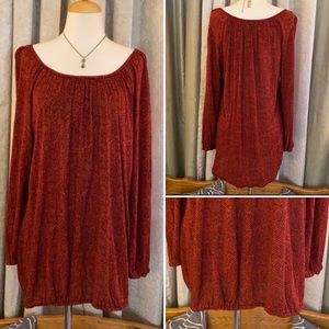 Michael Kors L Tunic Elastic Hem Red Black